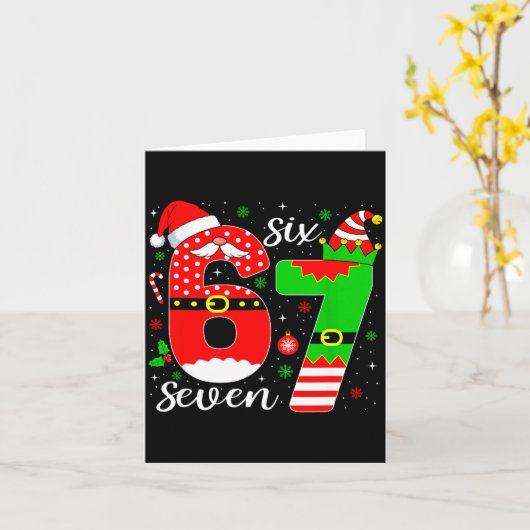 Nummer 67 Matching Six Seven 6 7 Meme 6-7 Kerstmis Kaart (Gele Bloem)