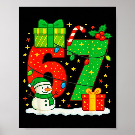 Nummer 67 Meme Kerst Koppel 67 Zes Zeven Poster (Voorkant)