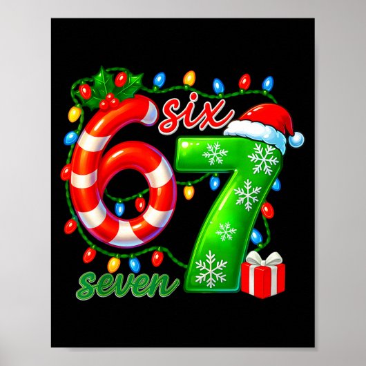 Nummer 67 Meme Retro Kerstman 6 7 Vakantie Zes Zev Poster (Voorkant)