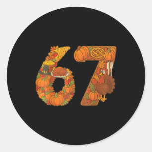 Nummer 67 Overeenkomen Six Seven 6 7 Meme 67 Dankz Ronde Sticker