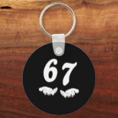 Nummer 67 Overeenkomen Six Seven Meme Funny Hallow Sleutelhanger (Voorkant)