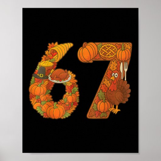Nummer 67 Overeenkomende Zes Zeven 6 7 Meme 67 Dan Poster (Voorkant)