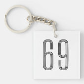 Nummer 69 Wifey/Husby Custom Bride, Verloofd Gift Sleutelhanger (voorkant)