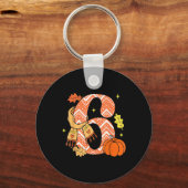 Nummer 6 67 Herfst Autumn Pompoen Meme Grappig Zes Sleutelhanger (Voorkant)