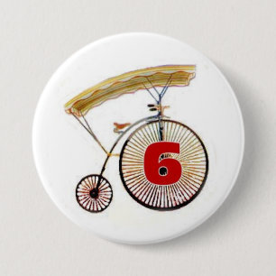 Nummer 6-badge ronde button 7,6 cm