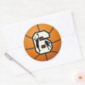 Nummer 6 Basketball en spelers Ronde Sticker (Envelop)