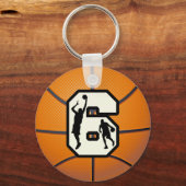 Nummer 6 Basketball en spelers Sleutelhanger (Voorkant)