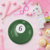 Nummer 6 biljartbal papieren bordje (Feest)