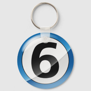 Nummer 6 Blauw Sleutelhanger