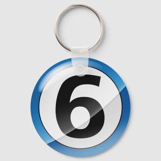Nummer 6 Blauw Sleutelhanger (Voorkant)