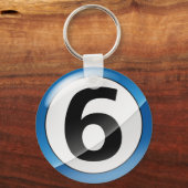 Nummer 6 Blauw Sleutelhanger (Voorkant)