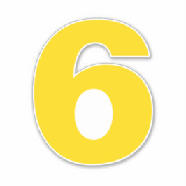 Nummer 6 Gold en White Sticker