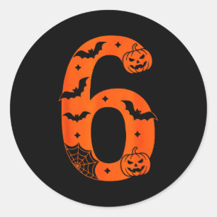 Nummer 6 Grappige Zes Zeven Meme Halloween Ronde Sticker