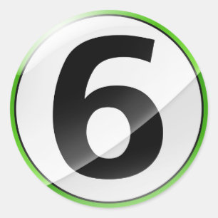 Nummer 6 groene sticker