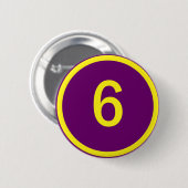 nummer 6 in een cirkel ronde button 5,7 cm (Voorkant /achterkant)