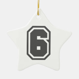 Nummer 6 keramisch ornament