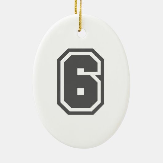 Nummer 6 keramisch ornament (Achterkant)