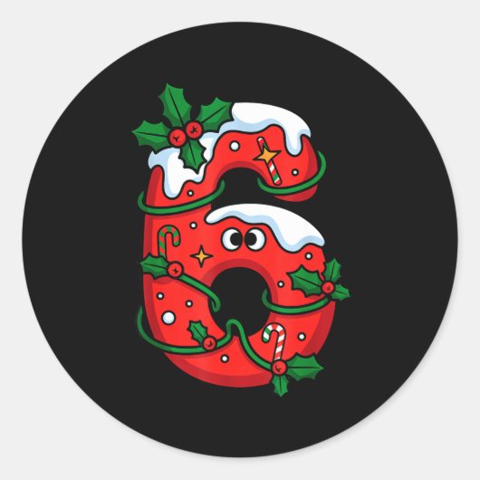 Nummer 6 Kerstman Kostuum Meme Kerst Overeenkomend Ronde Sticker (Voorkant)