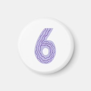 Nummer 6 magneet met lavendel en paarse