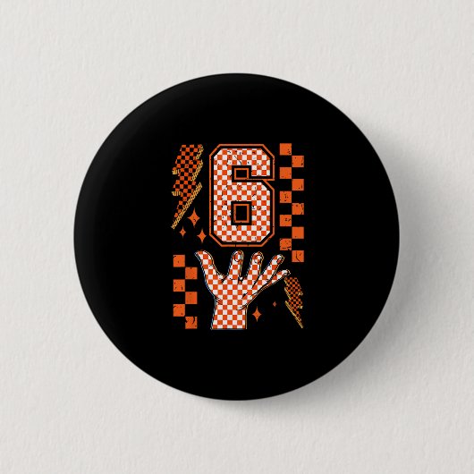 Nummer 6 Matching 67 Meme Geruite Halloween Kostuu Ronde Button 5,7 Cm (Voorkant)