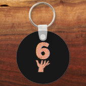 Nummer 6 Matching 67 Meme Geruite Halloween Kostuu Sleutelhanger (Voorkant)