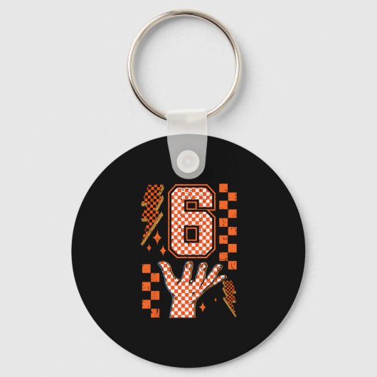 Nummer 6 Matching 67 Meme Geruite Halloween Kostuu Sleutelhanger (Voorkant)