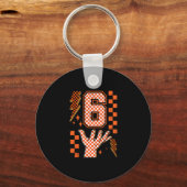 Nummer 6 Matching 67 Meme Geruite Halloween Kostuu Sleutelhanger (Voorkant)