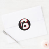 NUMMER 6 MET BASKETBALL PLAYER RONDE STICKER (Envelop)