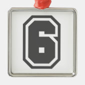 Nummer 6 metalen ornament (Voorkant)