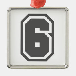 Nummer 6 metalen ornament