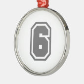 Nummer 6 metalen ornament (Links)
