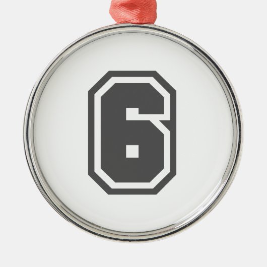 Nummer 6 metalen ornament (Voorkant)