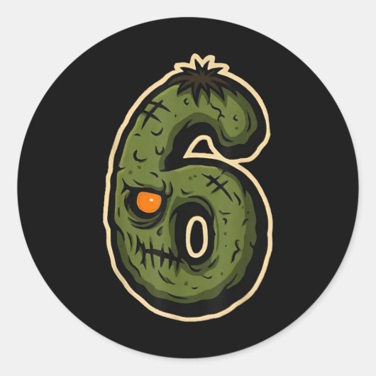 Nummer 6 Monster 67 Meme Matching Koppel Halloween Ronde Sticker (Voorkant)