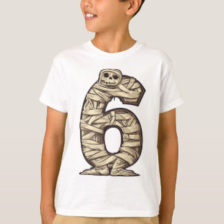 Nummer 6 Mummy Halloween Theme 6 Jaar Oude Kinder T-shirt