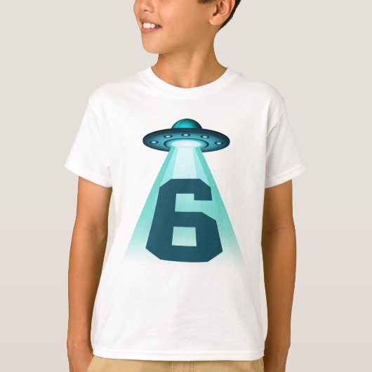 Nummer 6 Ontvoering UFO Alien Theme 6 Jaar Oude Ki T-shirt (Voorkant)