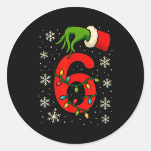 Nummer 6 Overeenkomend Zes Zeven Meme Kerst Jongen Ronde Sticker