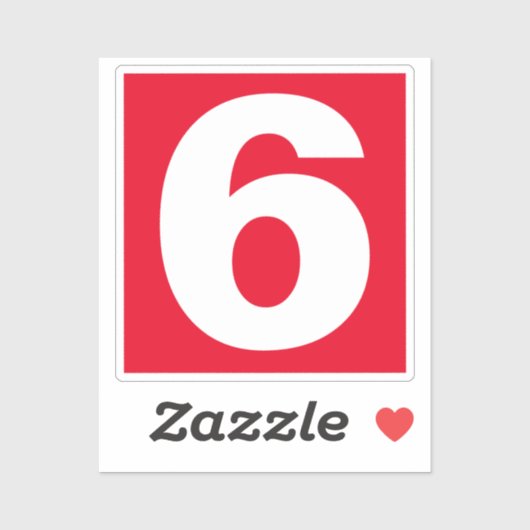 Nummer 6 Rood en witteken Sticker (Vel)