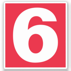 Nummer 6 Rood en witteken Sticker