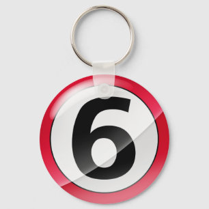 Nummer 6 rood Sleutelhanger