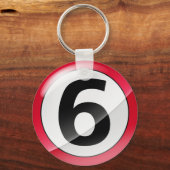 Nummer 6 rood Sleutelhanger (Voorkant)