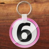 Nummer 6 roze Sleutelhanger (Voorkant)