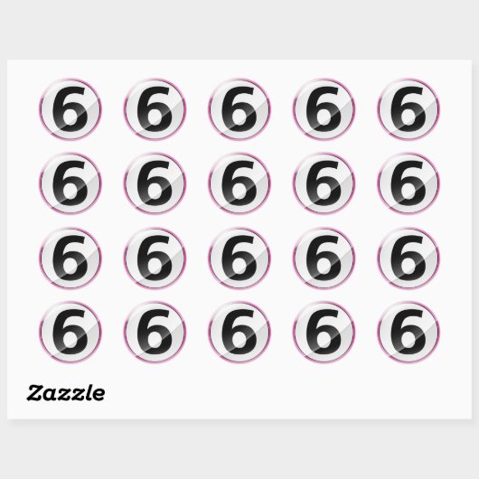Nummer 6 roze sticker (Vel)