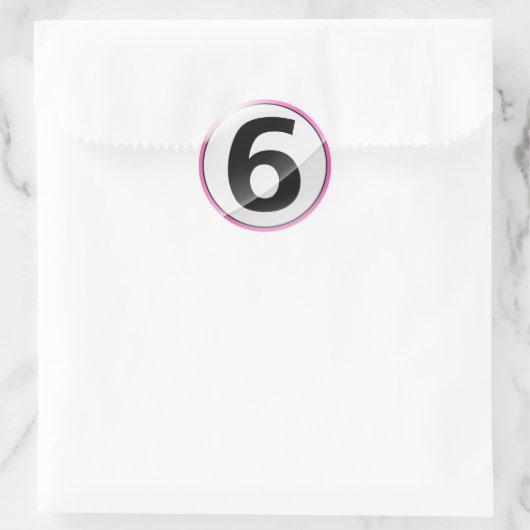 Nummer 6 roze sticker (Tas)