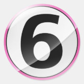 Nummer 6 roze sticker (Voorkant)