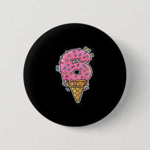 Nummer 6 Shirt Kostuum Volwassene Roze Voor Vrouwe Ronde Button 5,7 Cm