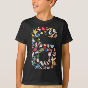 Nummer 6 Vogels Thema 6 Jaar Oude Jongens Kinder T-shirt