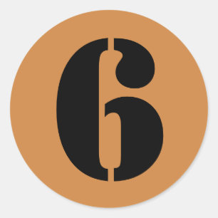 Nummer 6 Zes Peru Gouden Stencil Nummers van Janz Ronde Sticker