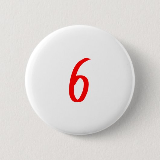 Nummer 6: zes rode kleuren ronde button 5,7 cm (Voorkant)