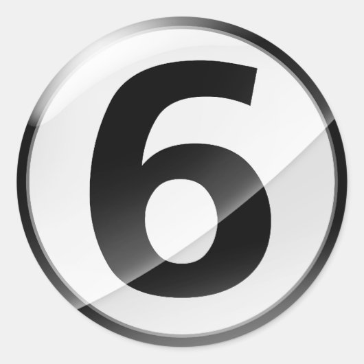 Nummer 6 zwarte sticker (Voorkant)