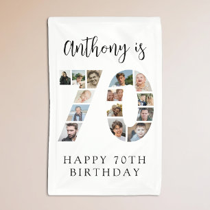 Nummer 70 Foto Co lage 70ste verjaardagsfeest Spandoek